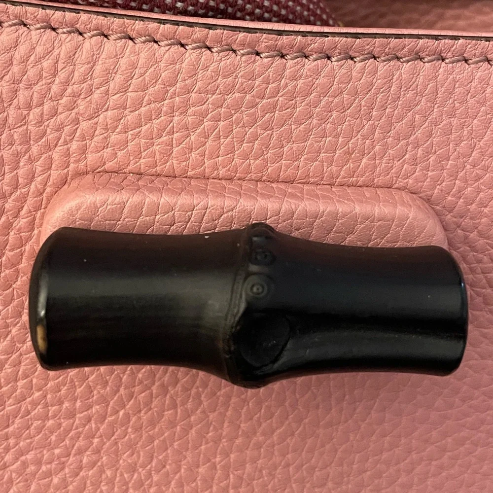 ‼️CCO FLASH SALE‼️Gucci Bamboo Daily Dusty Rose Blush Pink Leather Satchel - Picture 11 of 16